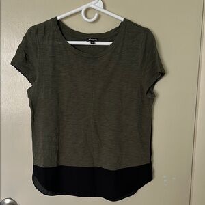 Express Women's Olive and Black Top